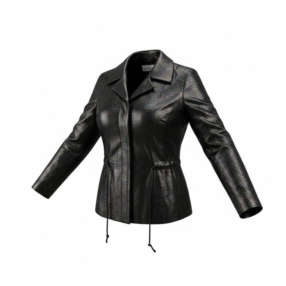 Franklin Allen Black Textured Leather Jacket Women’s Large